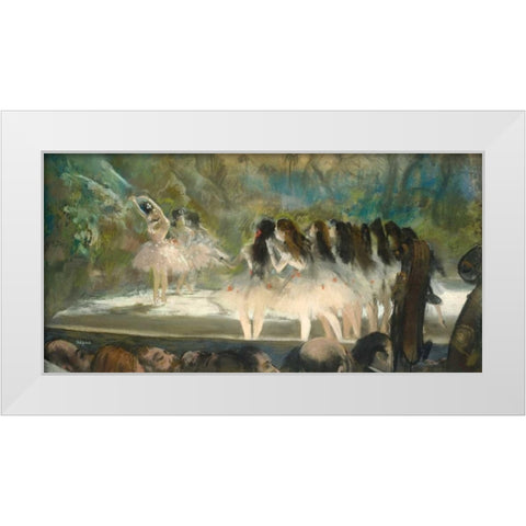 Ballet at the Paris Opera White Modern Wood Framed Art Print by Degas, Edgar
