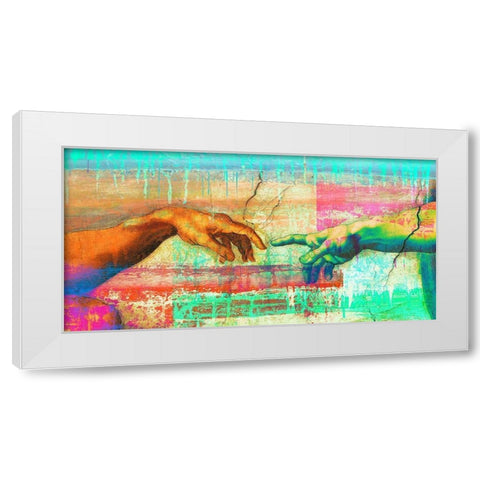 Michelangelos Creation of Adam 2.0 - detail White Modern Wood Framed Art Print by Chestier, Eric