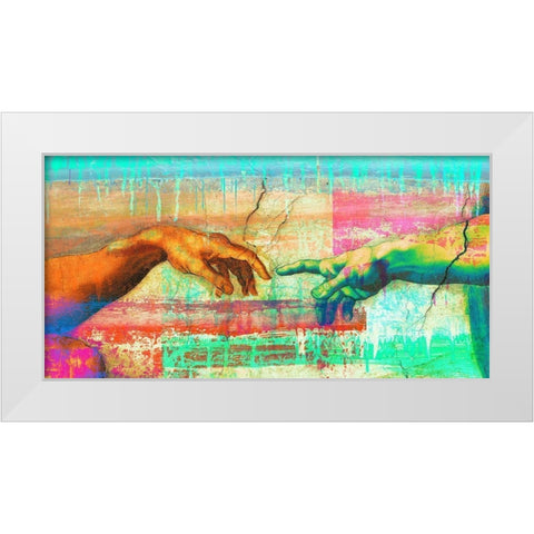 Michelangelos Creation of Adam 2.0 - detail White Modern Wood Framed Art Print by Chestier, Eric