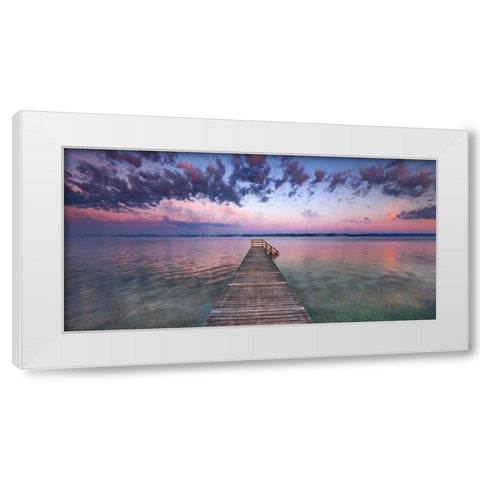 Boat ramp and filigree clouds, Bavaria, Germany White Modern Wood Framed Art Print by Krahmer, Frank