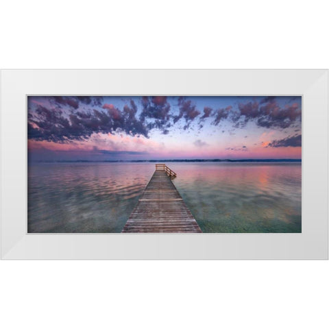 Boat ramp and filigree clouds, Bavaria, Germany White Modern Wood Framed Art Print by Krahmer, Frank