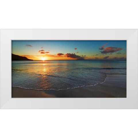 Baie Beau Vallon, Seychelles White Modern Wood Framed Art Print by Krahmer, Frank