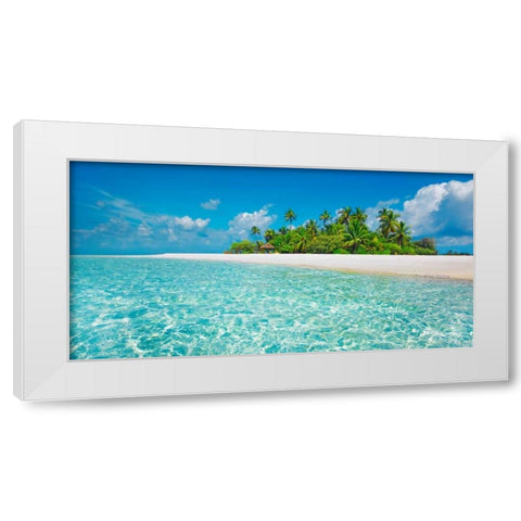 Palm island, Maldives White Modern Wood Framed Art Print by Krahmer, Frank