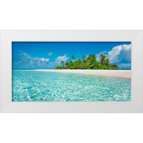 Palm island, Maldives White Modern Wood Framed Art Print by Krahmer, Frank