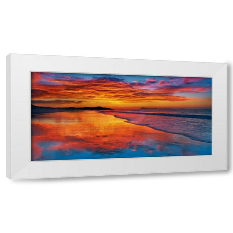 Sunset, North Island, New Zealand White Modern Wood Framed Art Print by Krahmer, Frank