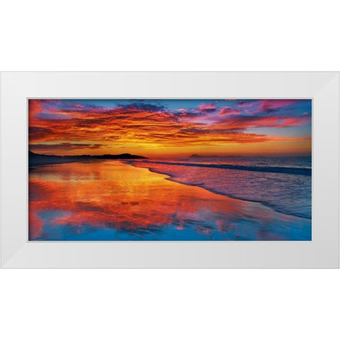 Sunset, North Island, New Zealand White Modern Wood Framed Art Print by Krahmer, Frank