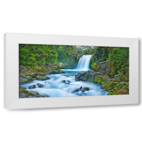 Tawhai Falls, New Zealand White Modern Wood Framed Art Print by Frank, Krahmer