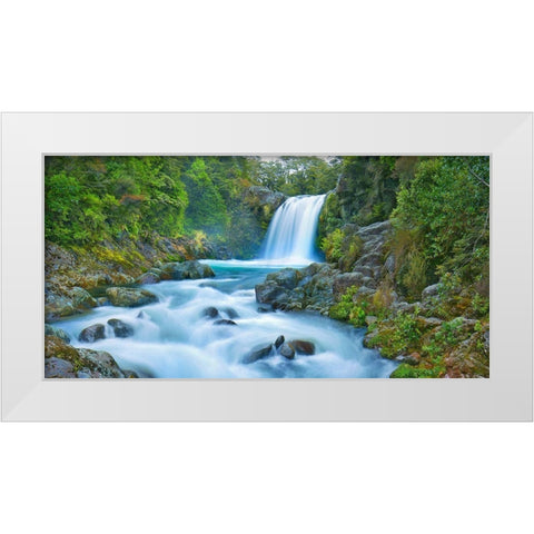Tawhai Falls, New Zealand White Modern Wood Framed Art Print by Frank, Krahmer
