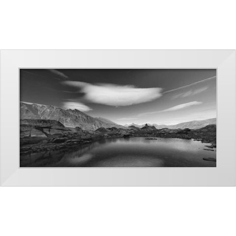 Think Blue White Modern Wood Framed Art Print by Ferrua, Fulvio