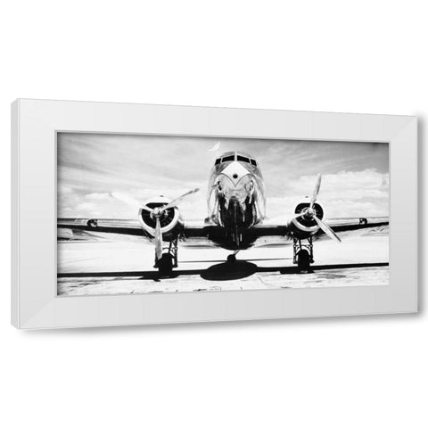 Passenger Airplane on Runway White Modern Wood Framed Art Print by Gendreau, Philip