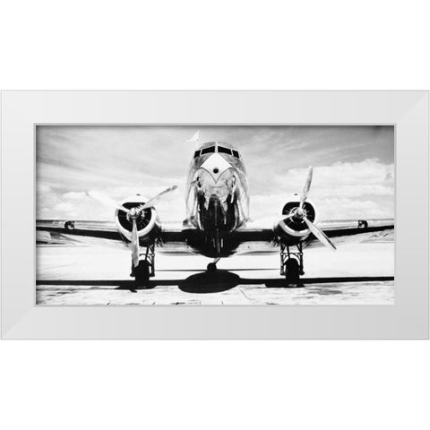 Passenger Airplane on Runway White Modern Wood Framed Art Print by Gendreau, Philip