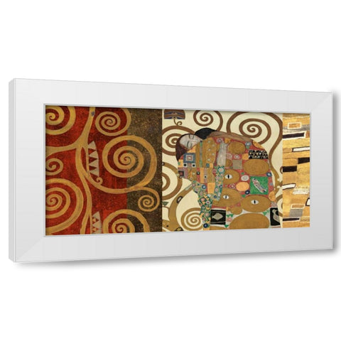 The Embrace-Gold White Modern Wood Framed Art Print by Klimt, Gustav