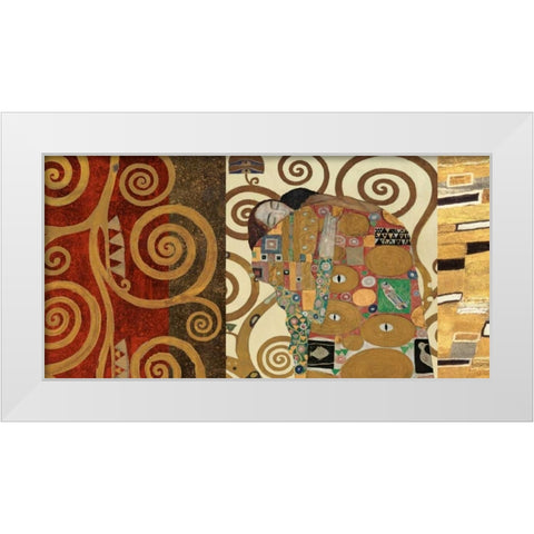 The Embrace-Gold White Modern Wood Framed Art Print by Klimt, Gustav