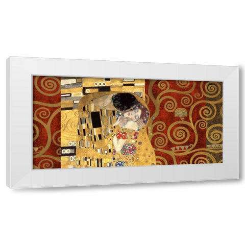 The Kiss-Gold White Modern Wood Framed Art Print by Klimt, Gustav