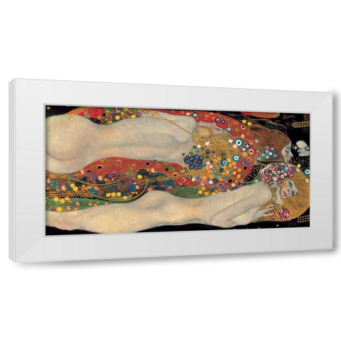 Sea Serpents White Modern Wood Framed Art Print by Klimt, Gustav
