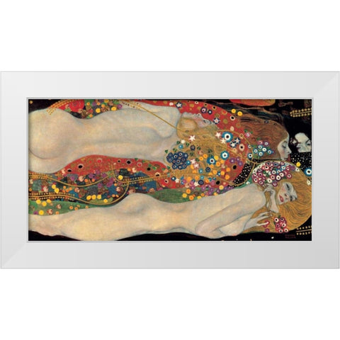 Sea Serpents White Modern Wood Framed Art Print by Klimt, Gustav
