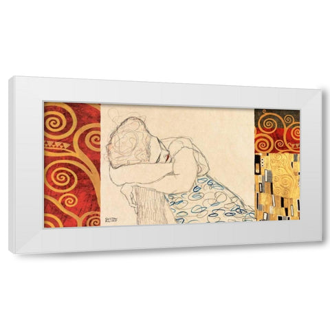 Woman Resting White Modern Wood Framed Art Print by Klimt, Gustav