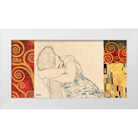 Woman Resting White Modern Wood Framed Art Print by Klimt, Gustav