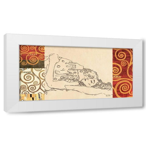 Lovers White Modern Wood Framed Art Print by Klimt, Gustav