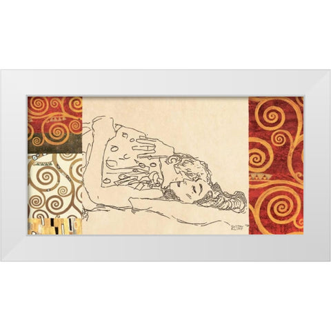 Lovers White Modern Wood Framed Art Print by Klimt, Gustav