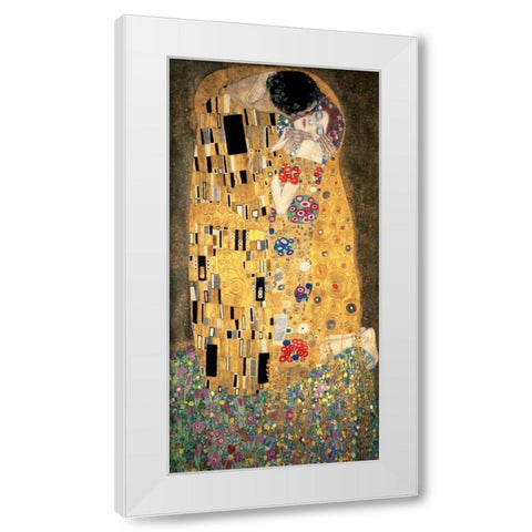 The Kiss White Modern Wood Framed Art Print by Klimt, Gustav