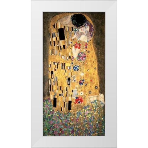 The Kiss White Modern Wood Framed Art Print by Klimt, Gustav