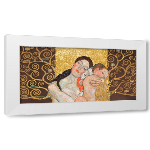 Motherhood II White Modern Wood Framed Art Print by Klimt Patterns