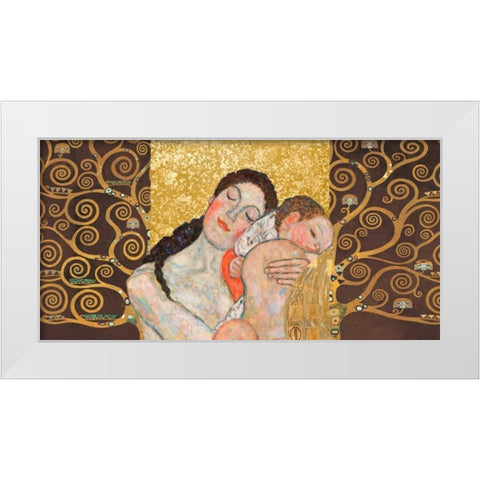 Motherhood II White Modern Wood Framed Art Print by Klimt Patterns