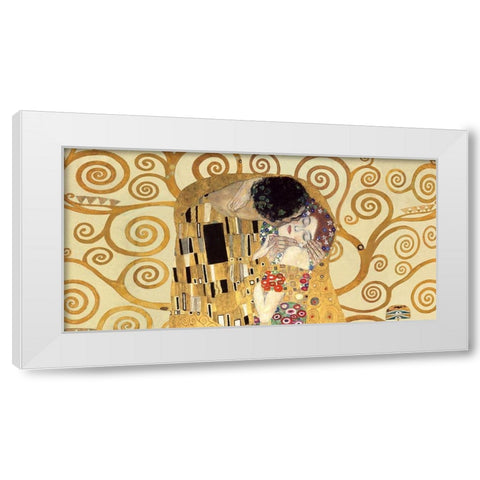 The Kiss (detail) White Modern Wood Framed Art Print by Gustav, Klimt