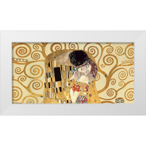 The Kiss (detail) White Modern Wood Framed Art Print by Gustav, Klimt