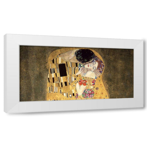 The Kiss White Modern Wood Framed Art Print by Klimt, Gustav