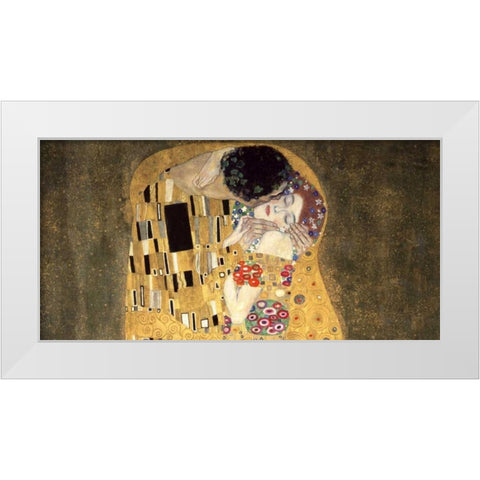 The Kiss White Modern Wood Framed Art Print by Klimt, Gustav