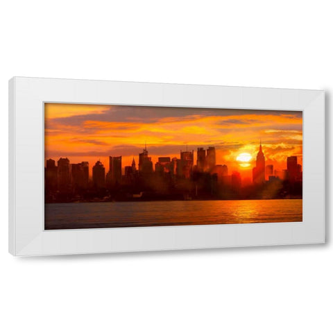 Sunset over Manhattan White Modern Wood Framed Art Print by Green, Shaun