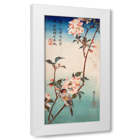 Kaido ni shokin White Modern Wood Framed Art Print by Ando, Hiroshige