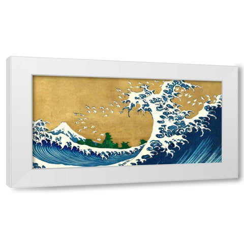 The Big Wave-detail from 100 Views of Mt. Fuji White Modern Wood Framed Art Print by Hokusai