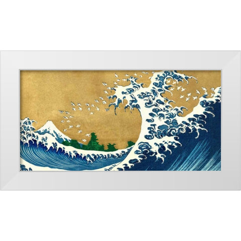 The Big Wave-detail from 100 Views of Mt. Fuji White Modern Wood Framed Art Print by Hokusai