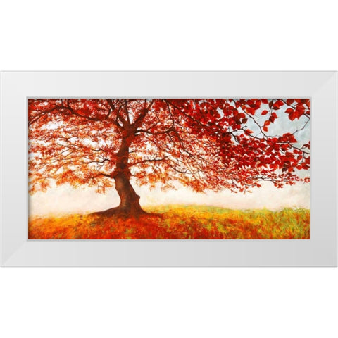 Red Leaves White Modern Wood Framed Art Print by Eeelder, Jan