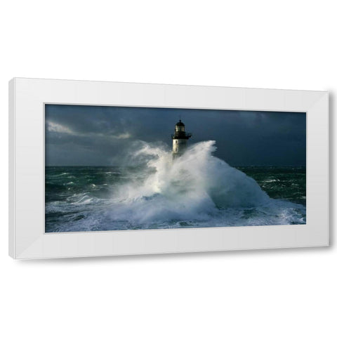 Phare d Ar-Men White Modern Wood Framed Art Print by Guichard, Jean
