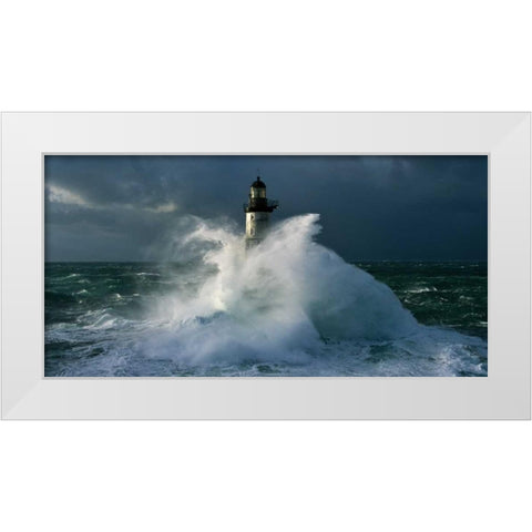 Phare d Ar-Men White Modern Wood Framed Art Print by Guichard, Jean