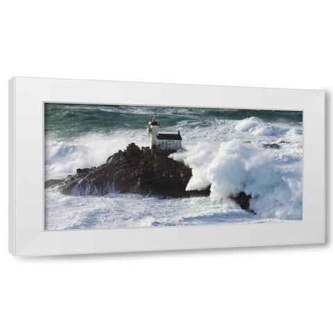 Phare de Tavennec White Modern Wood Framed Art Print by Guichard, Jean