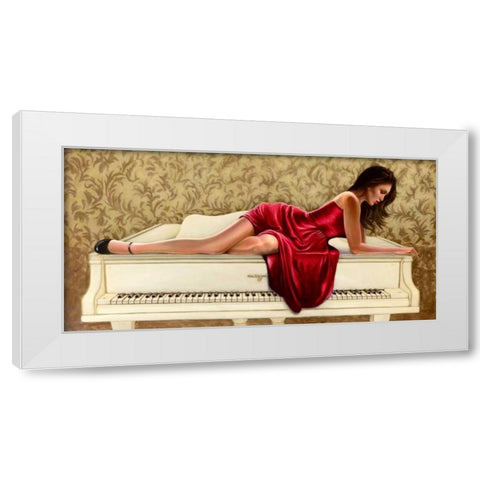 Woman in red White Modern Wood Framed Art Print by Silver, John