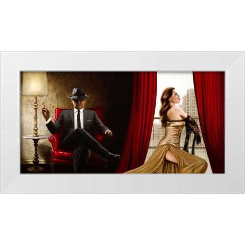 Black Tie high Heels White Modern Wood Framed Art Print by Silver, John