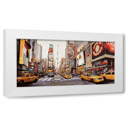 Times Square Perspective White Modern Wood Framed Art Print by Mannarini, John B.