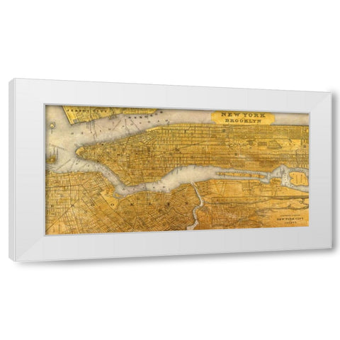 Gilded Map of NYC White Modern Wood Framed Art Print by Joannoo