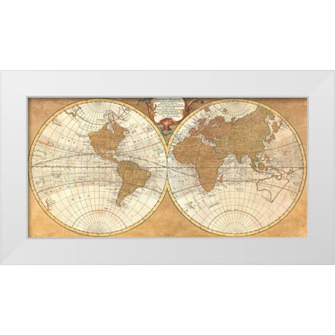 Gilded World Hemispheres I White Modern Wood Framed Art Print by Joannoo