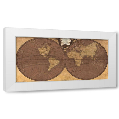 Gilded World Hemispheres II White Modern Wood Framed Art Print by Joannoo