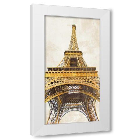 Gilded Eiffel Tower White Modern Wood Framed Art Print by Joannoo
