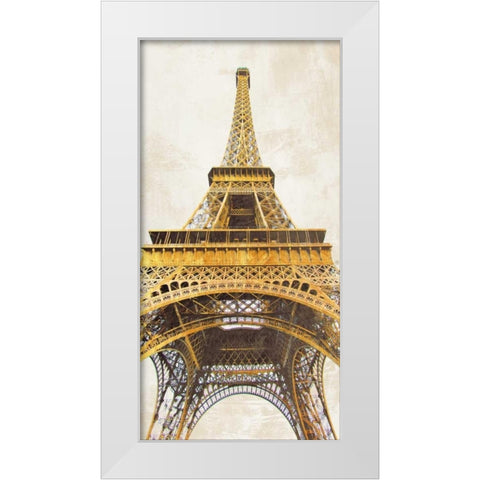 Gilded Eiffel Tower White Modern Wood Framed Art Print by Joannoo