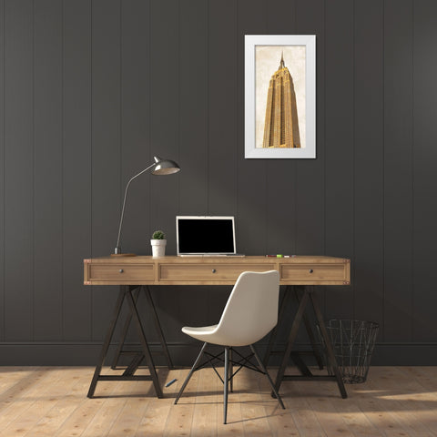 Gilded Skyscraper II White Modern Wood Framed Art Print by Joannoo