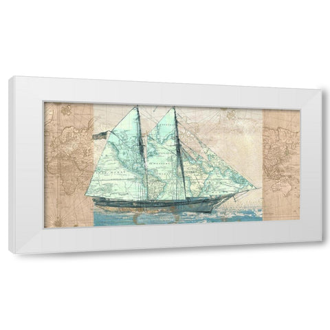 Sailing to the Seas White Modern Wood Framed Art Print by Joannoo